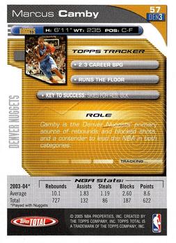 2004-05 Topps Total #57 Marcus Camby Back