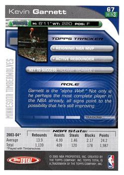 2004-05 Topps Total #67 Kevin Garnett Back