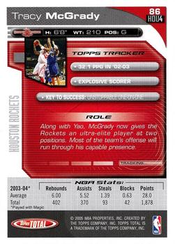 2004-05 Topps Total #86 Tracy McGrady Back