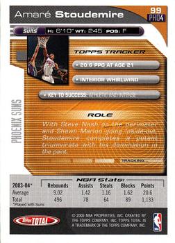 2004-05 Topps Total #99 Amare Stoudemire Back