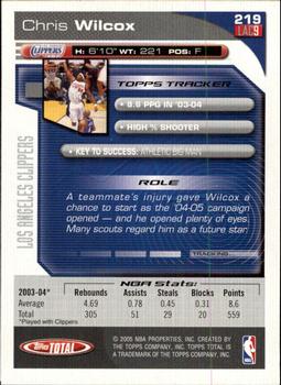 2004-05 Topps Total #219 Chris Wilcox Back