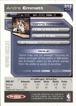 2004-05 Topps Total #313 Andre Emmett Back