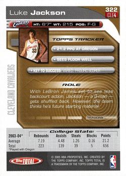 2004-05 Topps Total #322 Luke Jackson Back