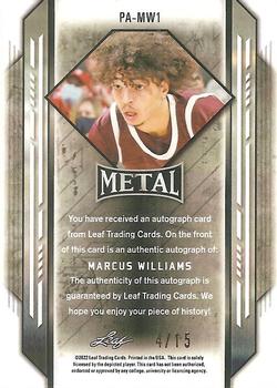 2021-22 Leaf Metal - Portrait Autographs Black Rainbow #PA-MW1 Marcus Williams Back