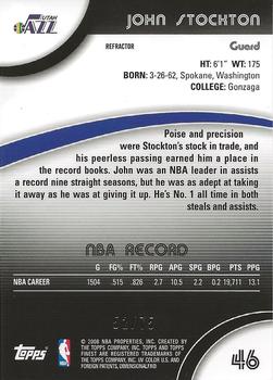 2007-08 Finest - Refractors Black #46 John Stockton Back