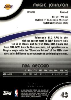 2007-08 Finest - Refractors Blue #43 Magic Johnson Back