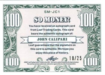 2021-22 Leaf Metal - So Money Autographs Purple Wave #SM-JC1 John Calipari Back