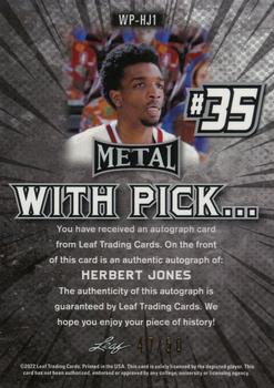 2021-22 Leaf Metal - With Pick... Autographs Blue Rainbow #WP-HJ1 Herbert Jones Back