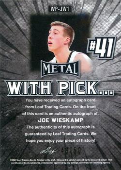 2021-22 Leaf Metal - With Pick... Autographs Blue Rainbow #WP-JW1 Joe Wieskamp Back