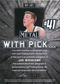 2021-22 Leaf Metal - With Pick... Autographs Blue Wave #WP-JW1 Joe Wieskamp Back