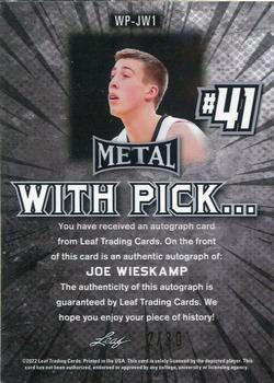 2021-22 Leaf Metal - With Pick... Autographs Purple Rainbow #WP-JW1 Joe Wieskamp Back