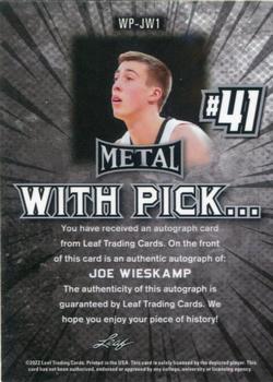 2021-22 Leaf Metal - With Pick... Autographs Silver #WP-JW1 Joe Wieskamp Back