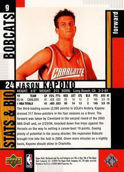 2004-05 Upper Deck Hardcourt #9 Jason Kapono Back