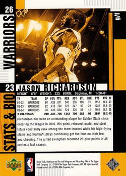2004-05 Upper Deck Hardcourt #26 Jason Richardson Back