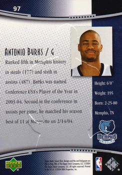 2004-05 Upper Deck Sweet Shot #97 Antonio Burks Back
