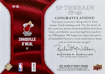 2007-08 SP Rookie Threads - SP Threads #SP-SO Shaquille O'Neal Back