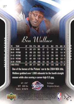 2004-05 Upper Deck Ultimate Collection #27 Ben Wallace Back