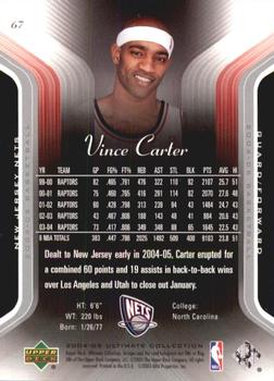 2004-05 Upper Deck Ultimate Collection #67 Vince Carter Back