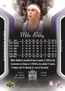 2004-05 Upper Deck Ultimate Collection #94 Mike Bibby Back