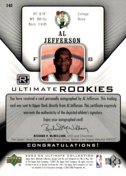 2004-05 Upper Deck Ultimate Collection #140 Al Jefferson Back