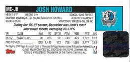 2007-08 Topps - Mini Exclusives Autographs #ME-JH Josh Howard Back