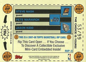 2007-08 Topps - Rip Card Combinations #RIP-3 Steve Nash / Pete Maravich / Jason Kidd Back