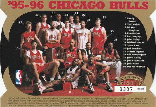 1996 Upper Deck Authenticated '95-96 Chicago Bulls 72 Wins/1996 NBA Champions #NNO '95-96 Chicago Bulls Back
