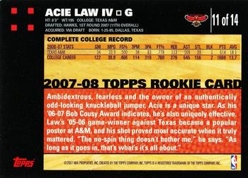 2007-08 Topps - Rookie Set #11 Acie Law IV Back