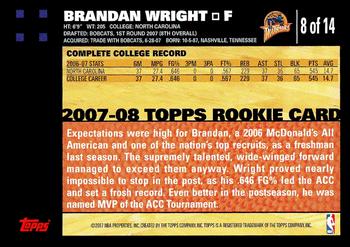 2007-08 Topps - Rookie Set #8 Brandan Wright Back