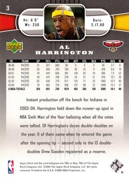 2004-05 Upper Deck #3 Al Harrington Back