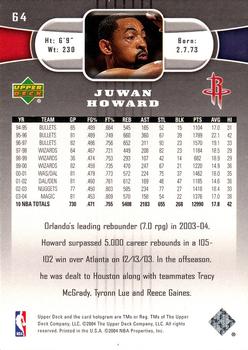 2004-05 Upper Deck #64 Juwan Howard Back