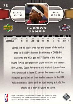 2004-05 Upper Deck #26 LeBron James Back