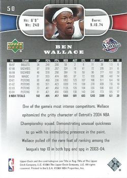 2004-05 Upper Deck #50 Ben Wallace Back