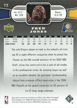 2004-05 Upper Deck #72 Fred Jones Back
