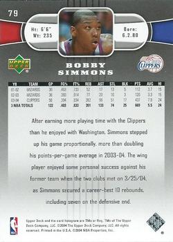 2004-05 Upper Deck #79 Bobby Simmons Back