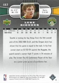 2004-05 Upper Deck #182 Luke Ridnour Back