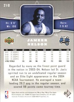 2004-05 Upper Deck #210 Jameer Nelson Back