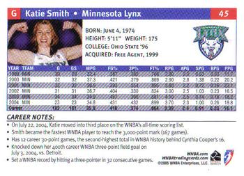 2005 Rittenhouse WNBA #45 Katie Smith Back