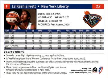 2005 Rittenhouse WNBA #23 La'Keshia Frett Back