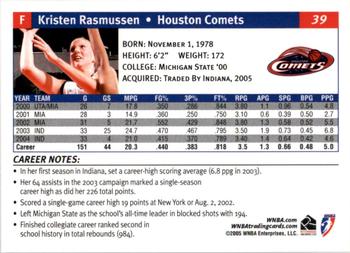 2005 Rittenhouse WNBA #39 Kristen Rasmussen Back