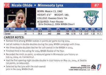 2005 Rittenhouse WNBA #87 Nicole Ohlde Back