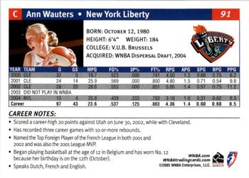 2005 Rittenhouse WNBA #91 Ann Wauters Back