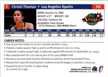 2005 Rittenhouse WNBA #96 Christi Thomas Back