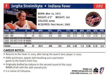 2005 Rittenhouse WNBA #101 Jurgita Streimikyte Back