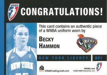 2005 Rittenhouse WNBA #BR1 Becky Hammon  Back