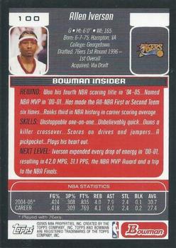2005-06 Bowman #100 Allen Iverson Back