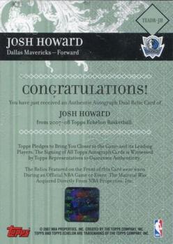 2007-08 Topps Echelon - Autographs Dual Relics Gold #TEADR-JH Josh Howard Back