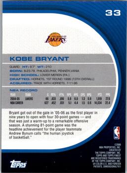 2005-06 Finest #33 Kobe Bryant Back