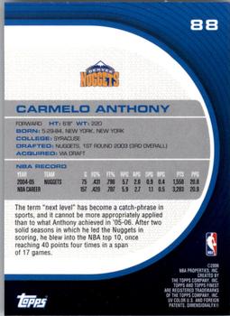 2005-06 Finest #88 Carmelo Anthony Back