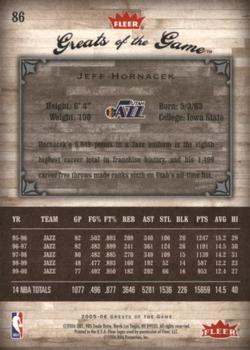 2005-06 Fleer Greats of the Game #86 Jeff Hornacek Back